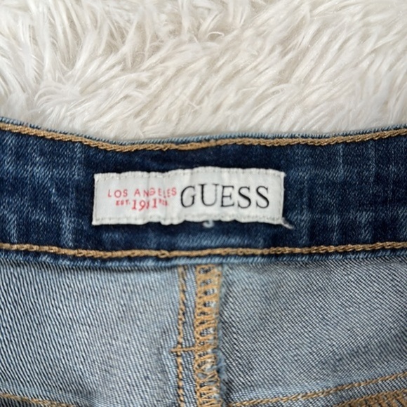 Guess Blue Distressed Cuffed Denim Shorts - Picture 5 of 8